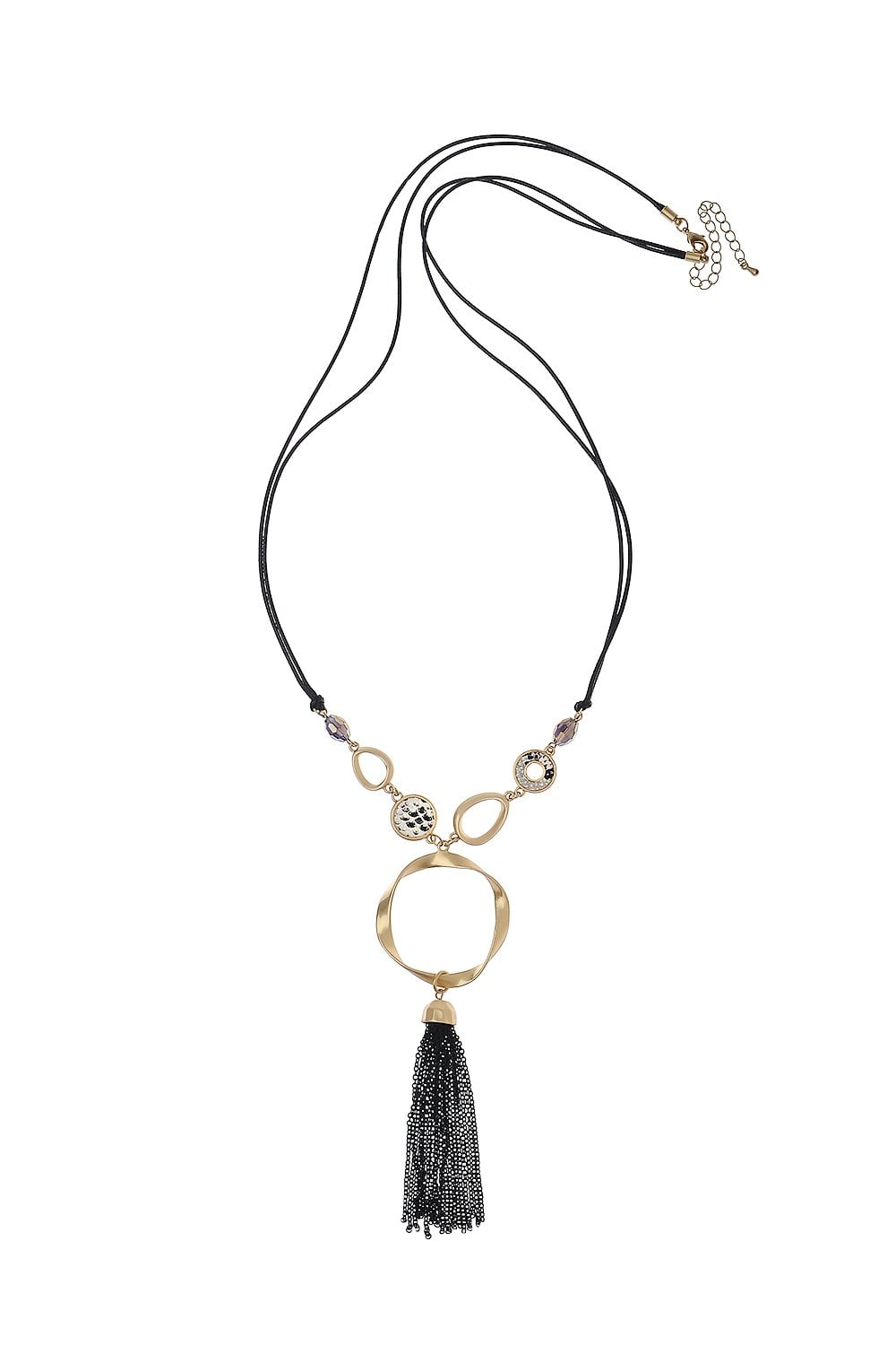 Chic Noir Tassel Drop Long Necklace
