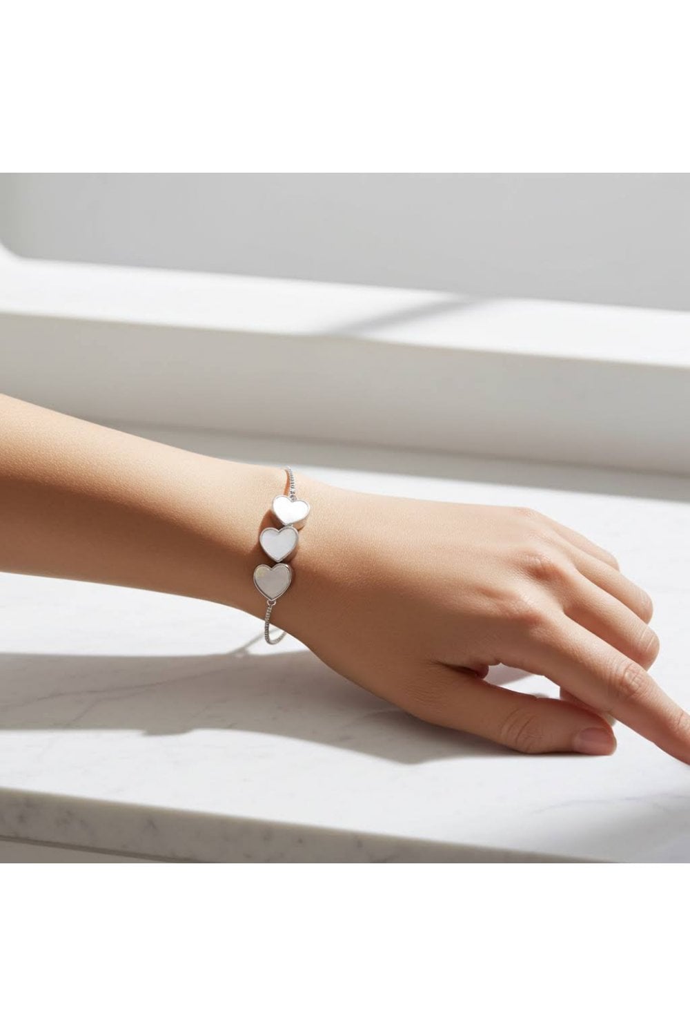 Triple Heart Mother of Pearl Slider Bracelet