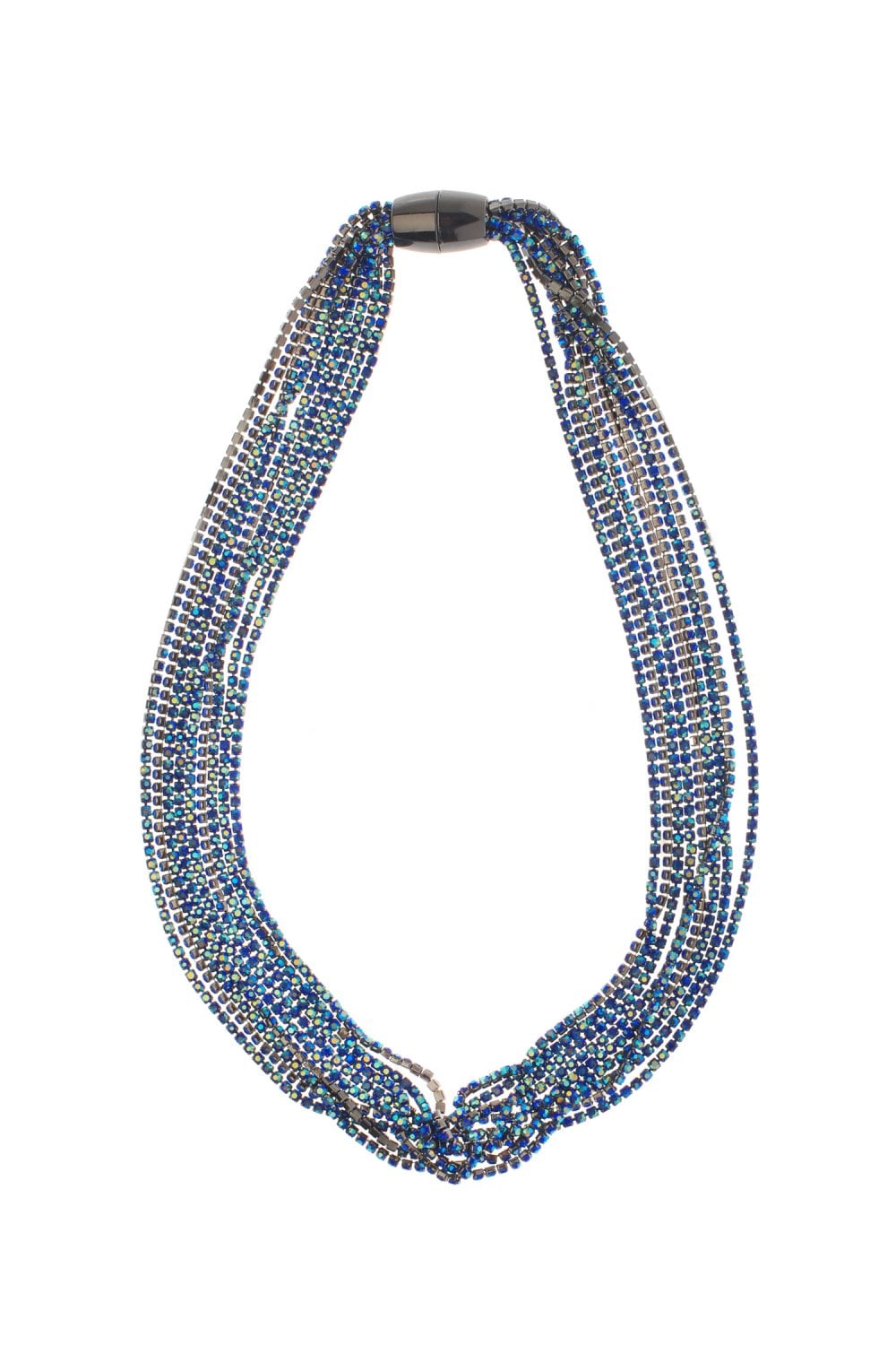 Glamorous Crystal Multi Row Necklace With Magnetic Closure