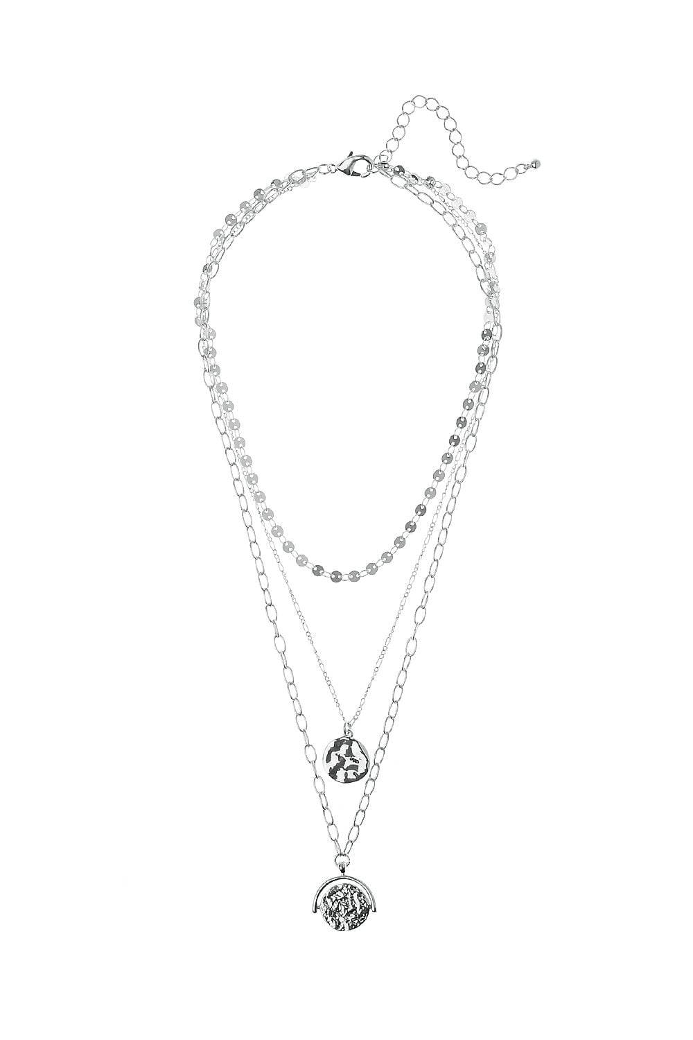 Dual Fusion Hammered Disc Drop Necklace