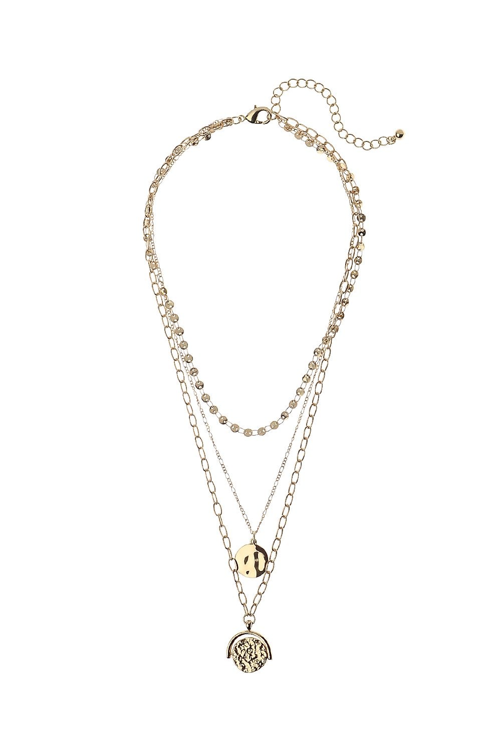 Dual Fusion Hammered Disc Drop Necklace