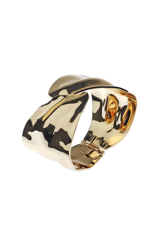 Arboreal Elegance Contemporary Leaf Inspired Hinged Bangle