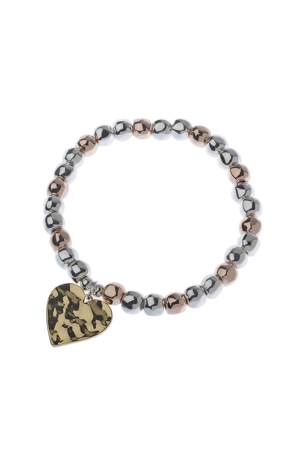 Heartbeat Glam Beaded Bracelet With Textured Charm