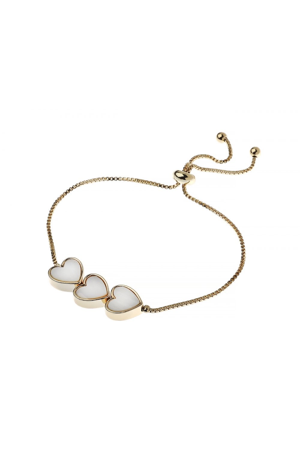 Triple Heart Mother of Pearl Slider Bracelet