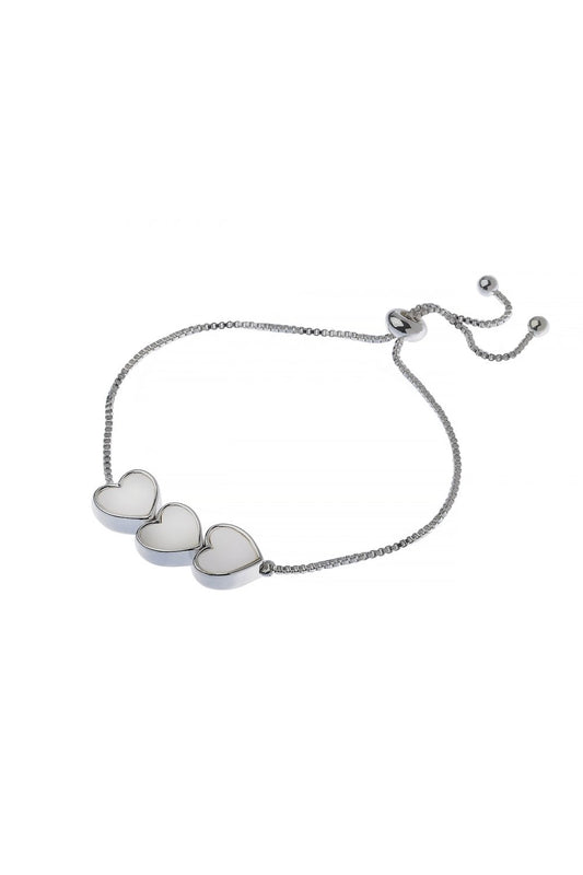 Triple Heart Mother of Pearl Slider Bracelet