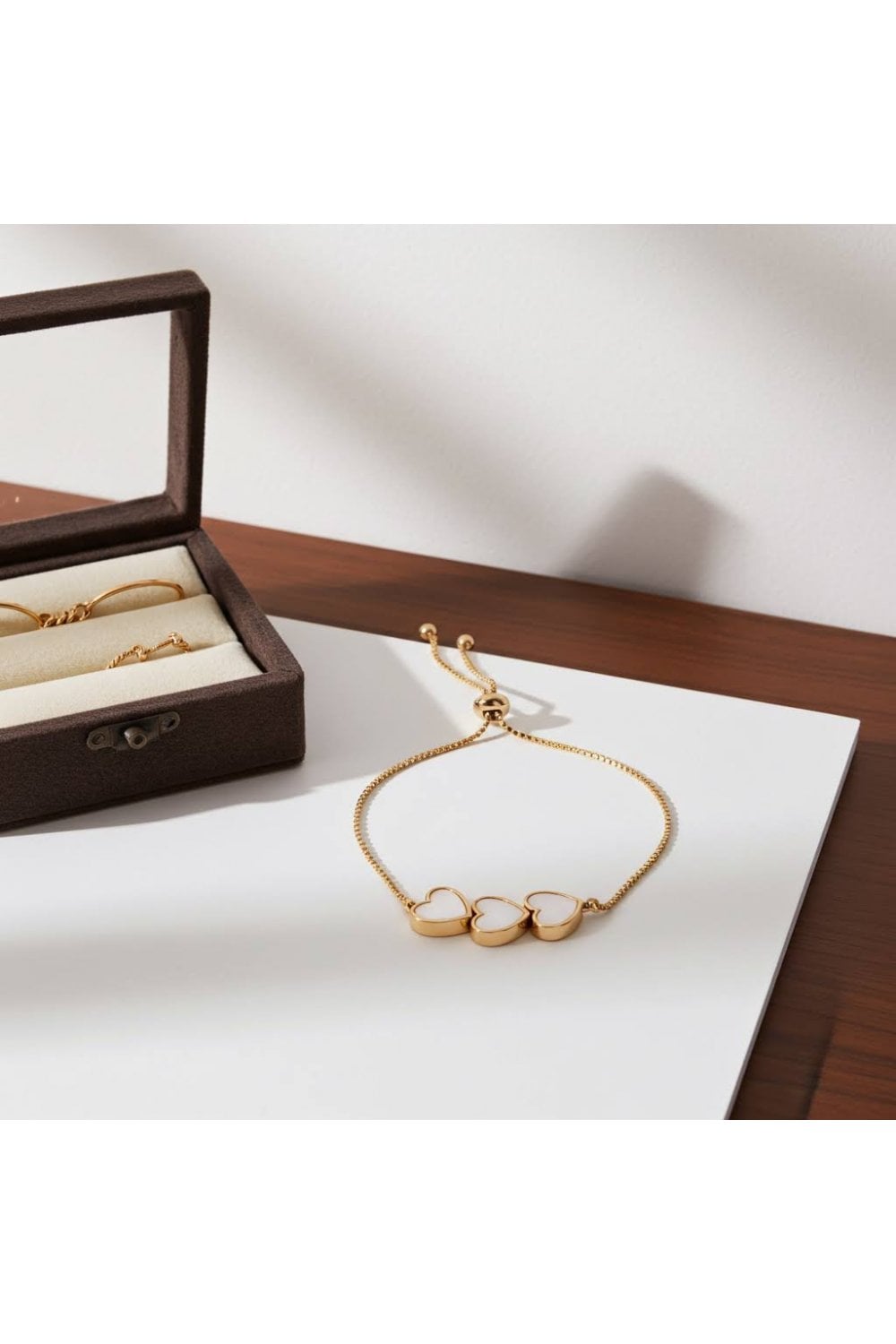 Triple Heart Mother of Pearl Slider Bracelet